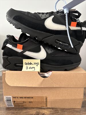 Size 7 M 8.5 W - Nike Air Max 90 x OFF-WHITE Black 2019 AA7293-001