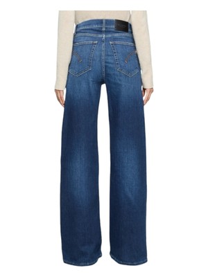Pre-owned Dondup Woman Wide Leg Jeans Denim 18250 In Blue