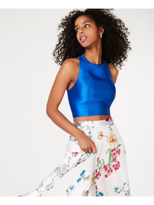 

CITY TRIANGLES Женский синий укороченный топ без рукавов с лямкой на бретельках для юниоров