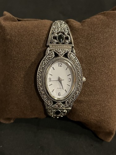 VINTAGE Alto Watch Marcasite silver tone 6.5 expan band Quartz Japan Movt eBay