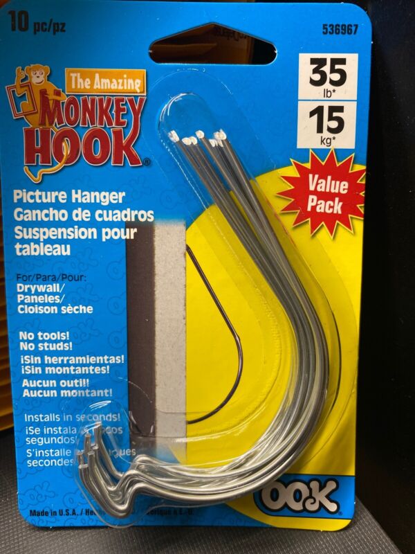 The Amazing MONKEY HOOK Picture Hanger for Drywall (10pk) New Sealed