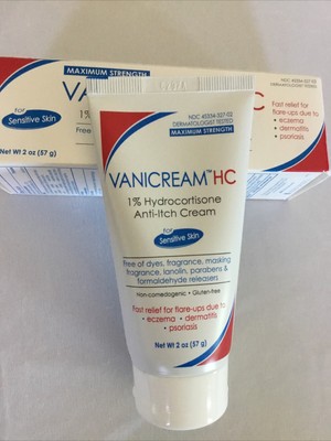 VANICREAM HC Anti-Itch Cream For Sensitive Skin Non-Comedogenic Gluten Free 2oz