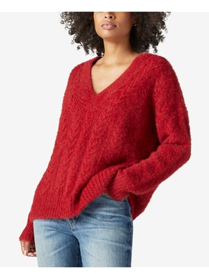 

LUCKY BRAND Женский красный свитер с длинным рукавом и V-образным вырезом