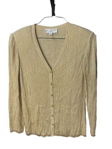 St. John collection by marie gray gold sparkle cardigan sweater jacket Sz 4
