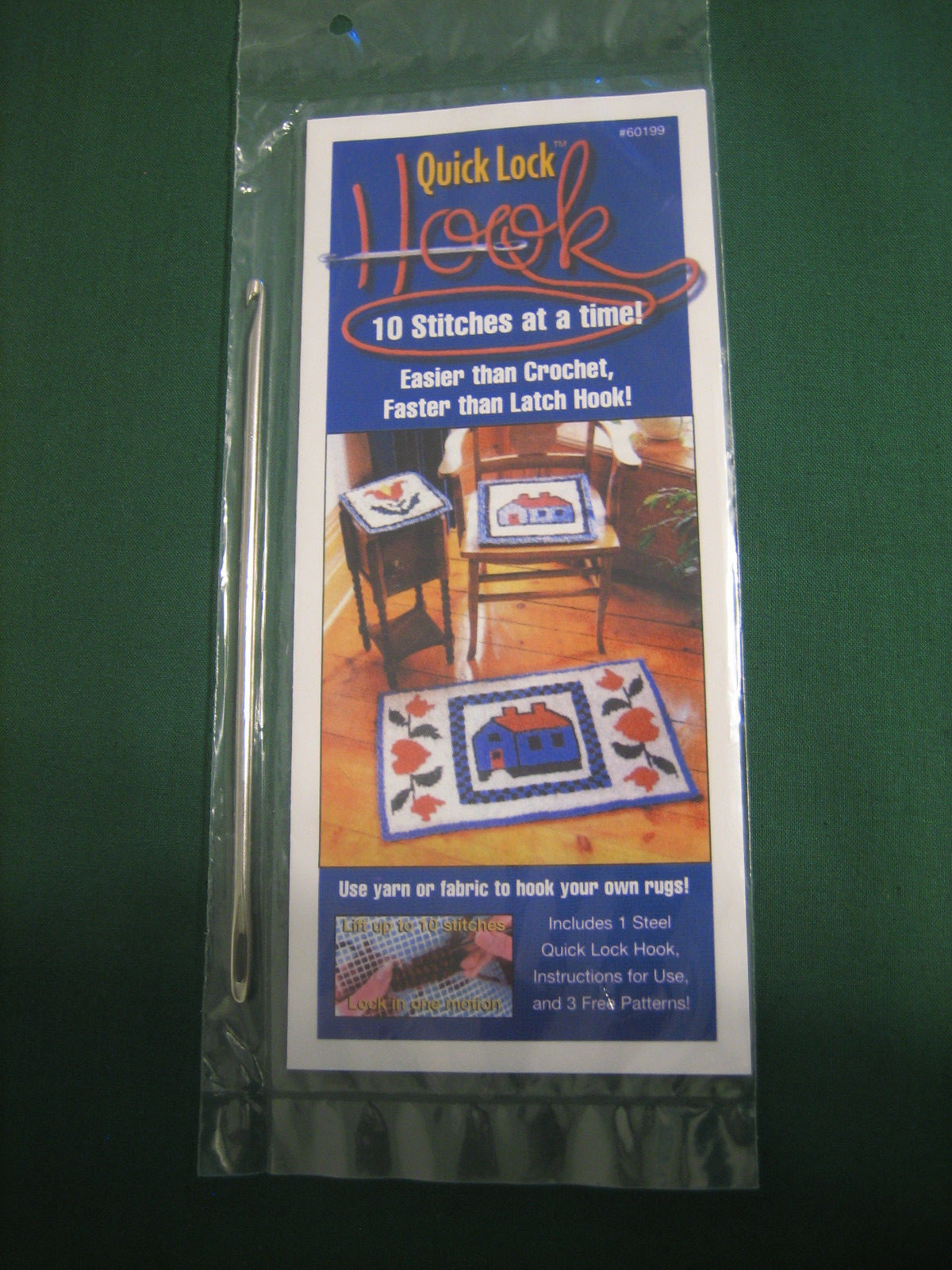 Wonder hook Quick Lock Hook Rug Works Hook and 3 patterns