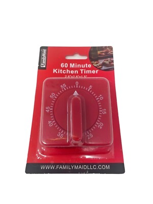 Kitchen Cooking Timer 60-Minute Analog Mechanical Alarm Long Ring Bell Blue Red
