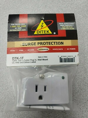 Ditek DTK-1F SINGLE OUTLET 120VAC SURGE PROTECTIVE DEVICE PROTECTOR UL LISTED