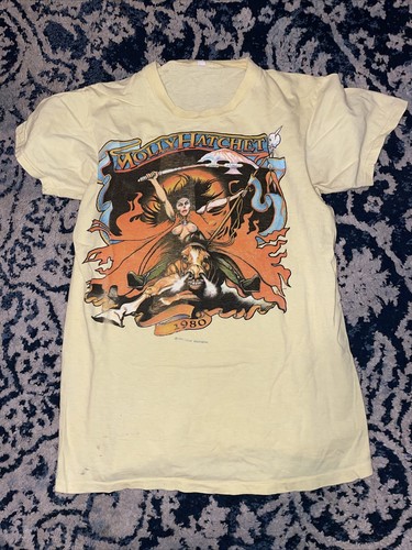古着　Molly Hatchet 1981年ワールドツアー　バンドTシャツ Vtg 1980 1989 Molly Hatchet Concert T-shirt Black M/L 80s