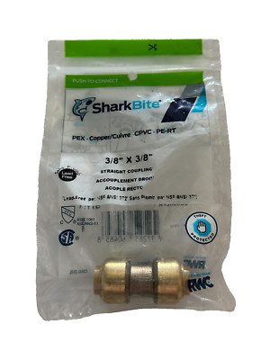 NEW Sharkbite 3/8'' x 3/8'' Straight Coupling PEX Copper CPVC Push Connect