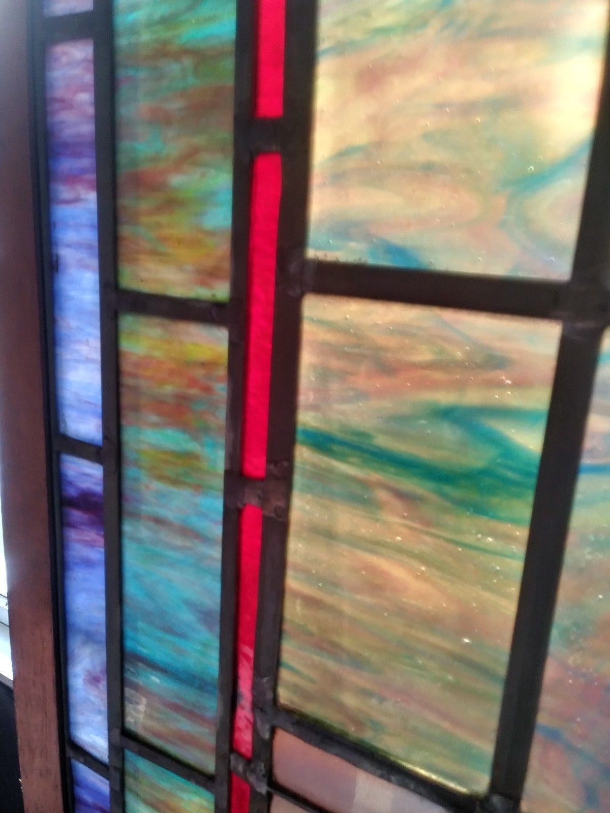 ANTIQUE 19th C. American Victorian stained and leaded GLASS WINDOW LARGE