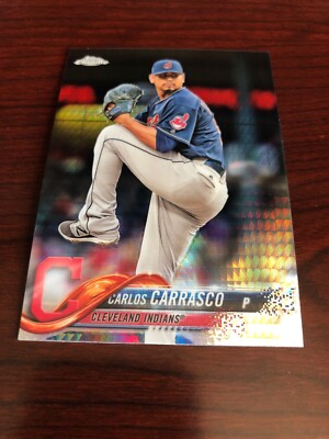 2018 Topps Chrome Prism Refractors #173 Carlos Carrasco Cleveland Indians *Mint*