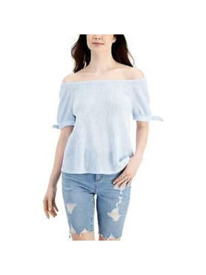 

STYLE - COMPANY Женский голубой топ с открытыми плечами и короткими рукавами, размер, Light blue