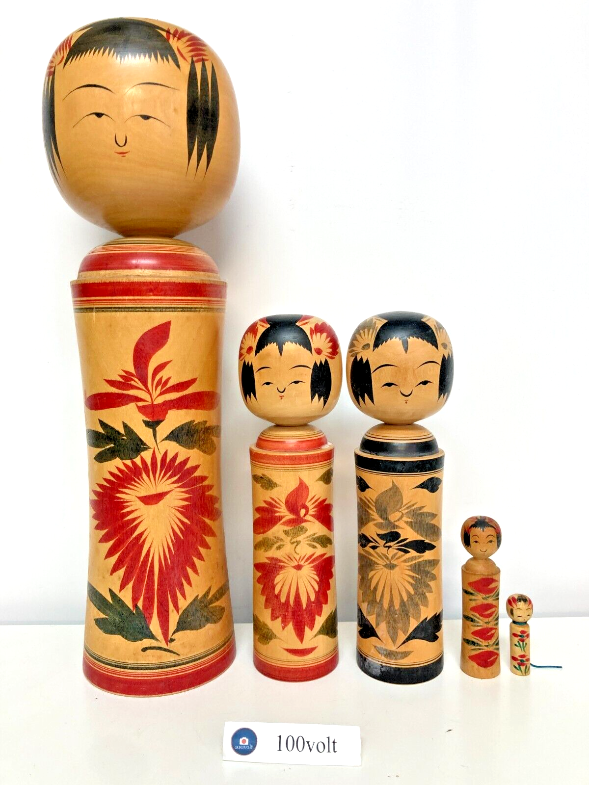 Lot of 5 Vintage Japanese Kokeshi Dolls Several Size 2.5