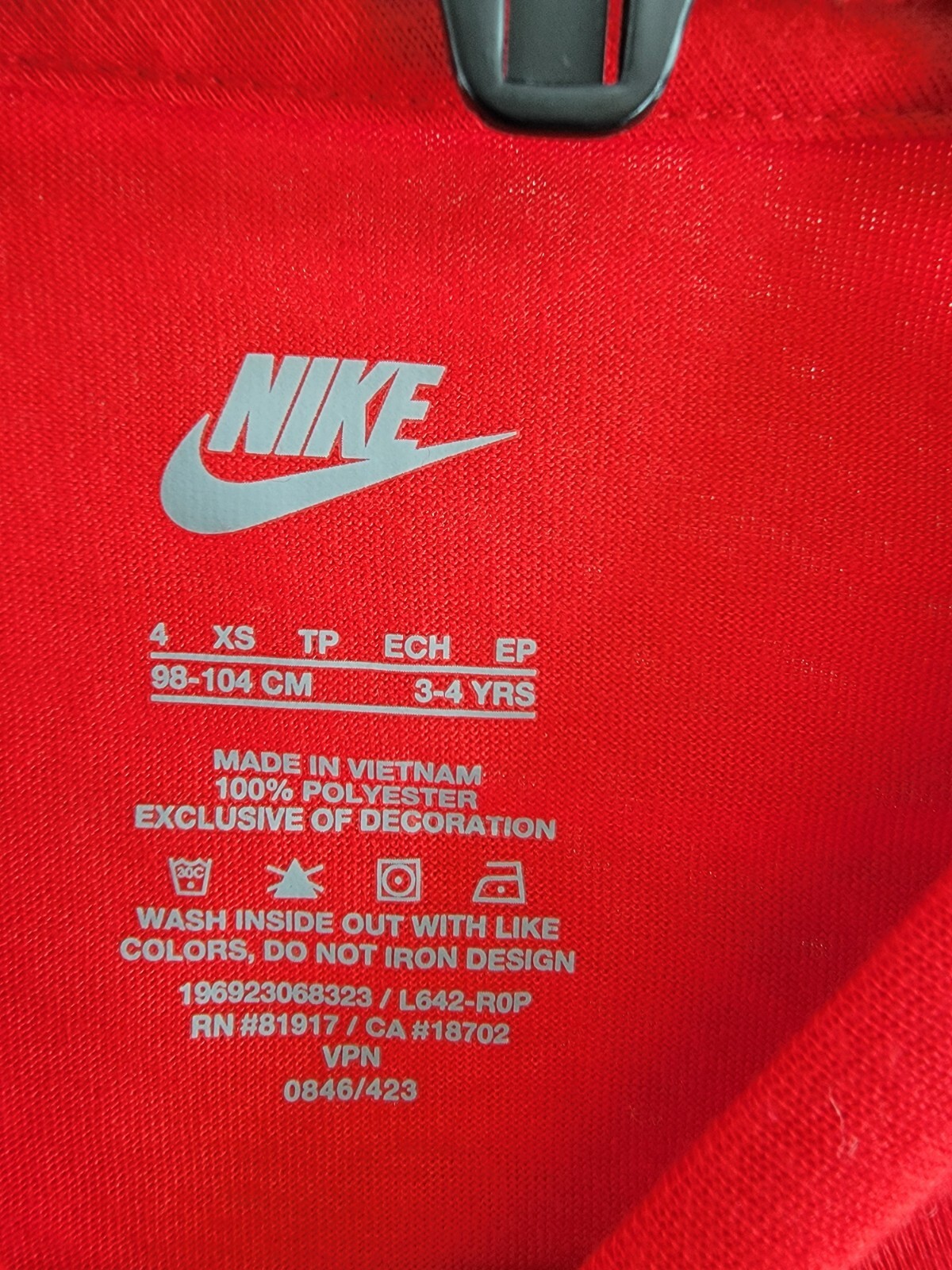 Nike Long Sleeve Logo Print Shirt Little Boys' 4 Red/Gold Crew Neck Pullover - Picture 12 of 13