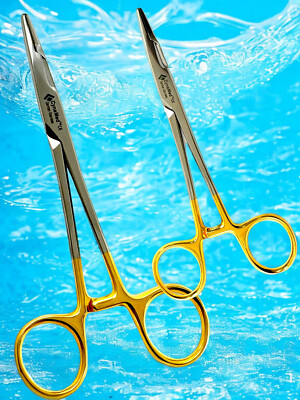 2 Count Olsen Hegar Needle Driver 6.5'' + 7'' - Tungsten Carbide Tip Inserts Gold
