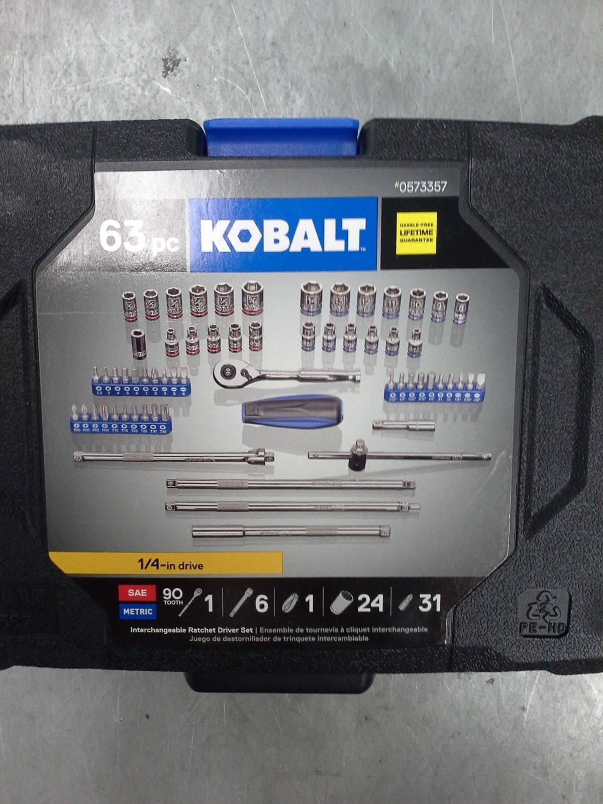 KOBALT 63pc Interchangeable 1/4 in Drive Ratchet Driver Set