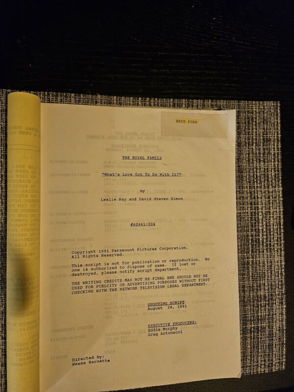 Redd Foxx-Owned & Used Royal Family Script-Next to Last Episode Before His Death