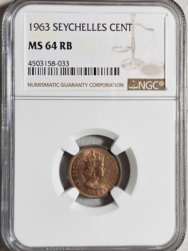 Seychelles 1 Cent 1963 NGC MS 64 RB