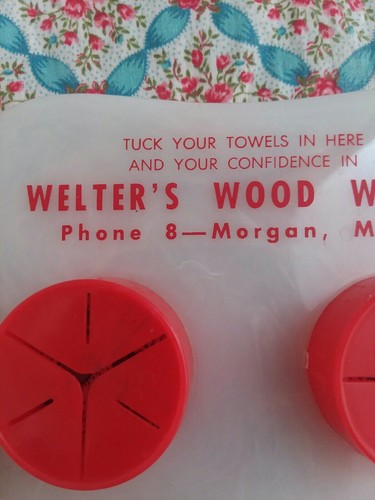 Vintage Advertising Welter's Wood Works Towel Tucker Morgan MN 1950's