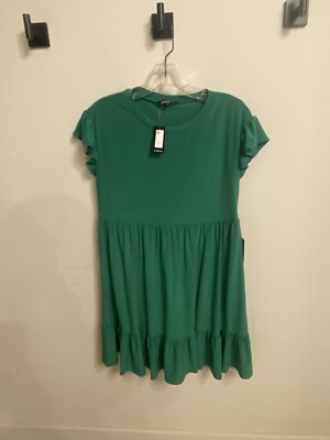 womans express size xs green ruffled short sleeved dress NWT (47)