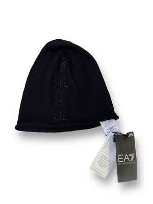 Emporio Armani EA7 Rhinestone Black Thin Beanie NWT