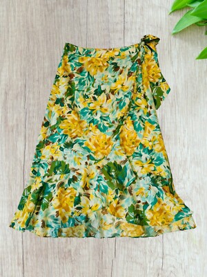 NWT Vintage She Sky Size L Gypsy Hippie Floral Ruffle Tiered Multicolour Skirt