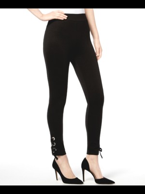 

Черные обтягивающие леггинсы до щиколотки INC Womens Stretch Tie со шнуровкой, Черный, 100029254