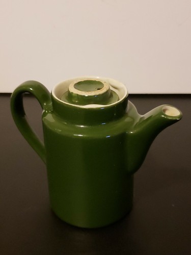 VINTAGE PERSONAL Size Green Teapot HALL Pottery Ceramic With Cover EUC