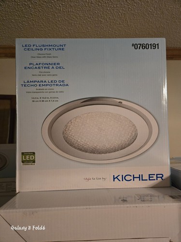 kichler 1-light 14.13-in chrome led flush mount light