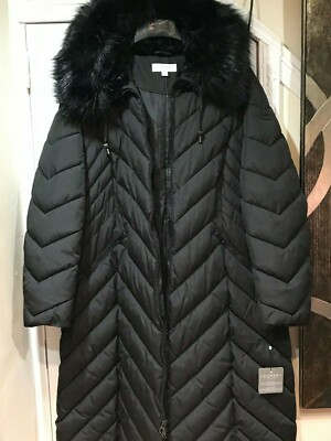 Pre-owned Laundry By Shelli Segal Laundry Shelli Segal Women's Winter Puffer Parka Hood Maxi Coat Jacket Size Xxl In Black