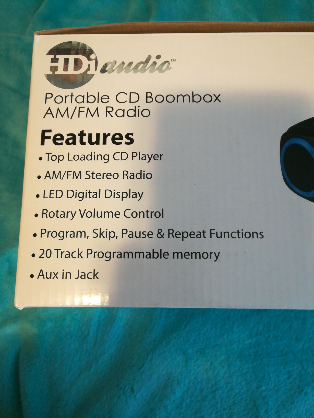 Hdi Audio CD Boombox AM/FM Radio Black and Blue Colors, Programmable, With Cord