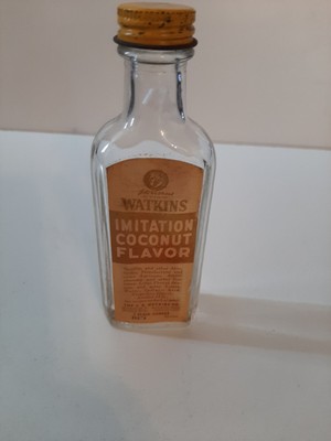 Watkins ~ Imitation Coconut Flavor ~ Liquid Extract GLASS BOTTLE VILE w/ Recipe