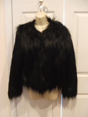 BRAND NEW NICOLE black shaggy faux fur style jacket SIZE