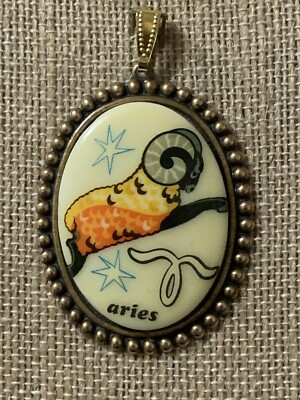 NEW ITEM *SALE** LARGE COLORFUL VINTAGE W.GERMAN  ZODIAC PENDANT-ARIES.g