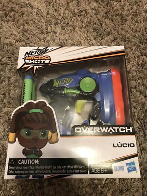 NERF Micro Shots Overwatch LUCIO ~ Blaster & 2 Darts ~ New In Box