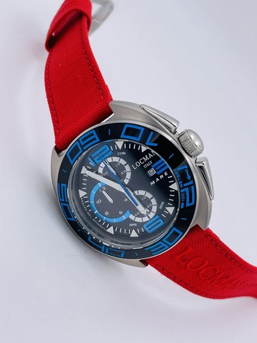 Pre-owned Locman Mare Titanium Watch 47mm 138akblr/690 Chrono Wr100m Discounted
