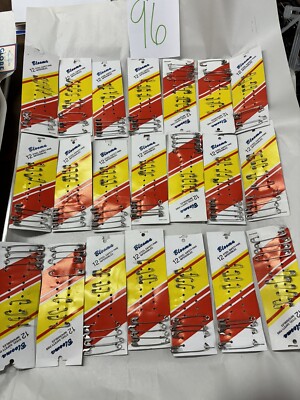 VINTAGE LOT OF SAFETY PINS ''BLOOMA'' STEEL SAFETY PINS- SOME MISSING FROM SHEET 