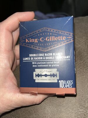 King C Gillette Double Edge Razor Blade Refills 10 Count Platinum Coated Finish