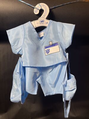 Build-A-Bear Workshop Blue Doctor Scrubs 3 Piece Scrubs, Mask And Hat