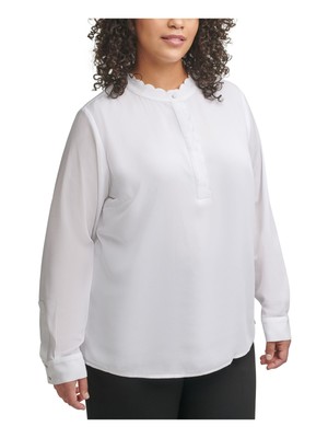 

CALVIN KLEIN Женская белая блузка с рукавами-фонариком Вечерняя блузка размера плюс, Белый