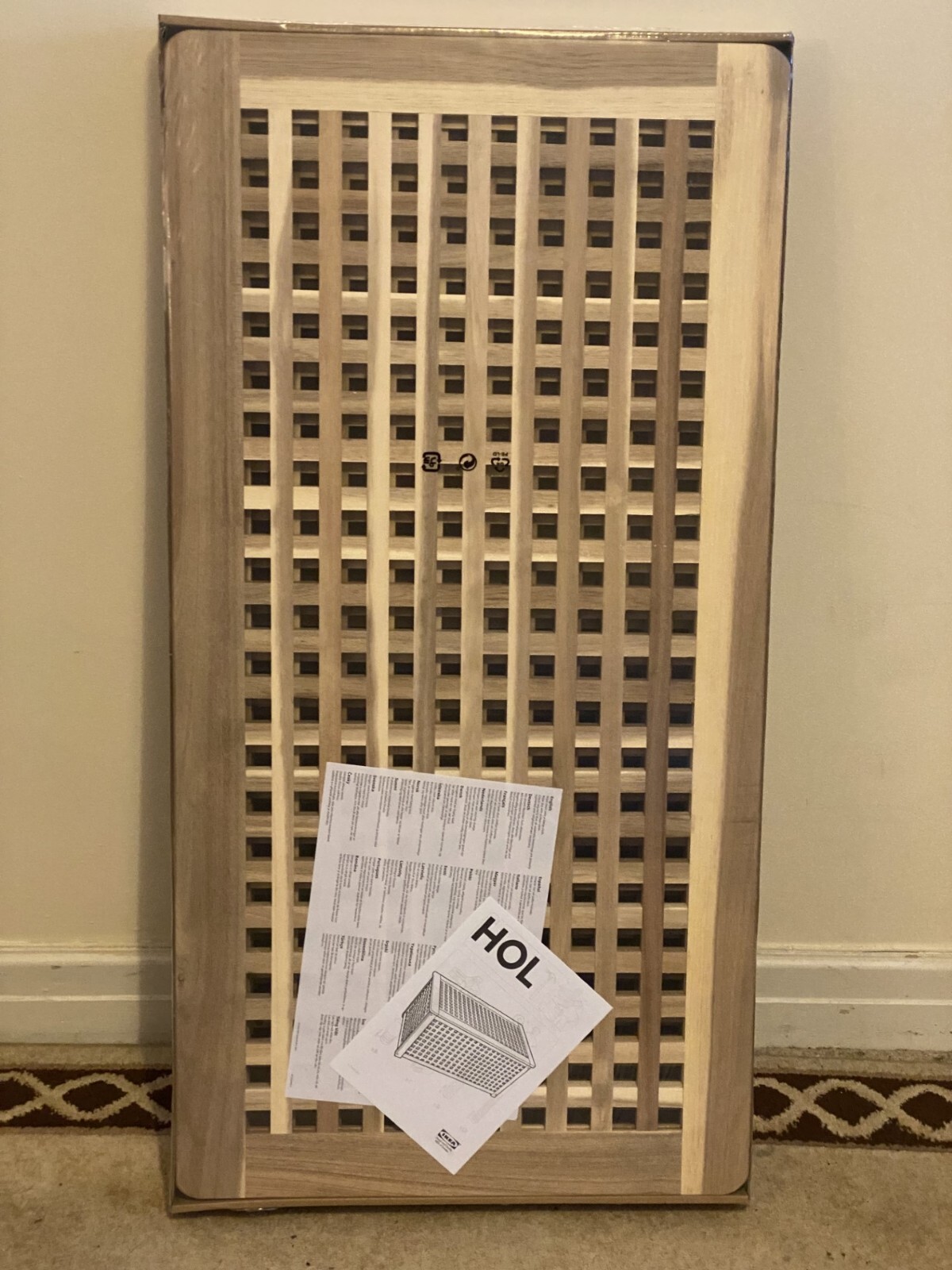 IKEA イケア◆HOL ホール◆ナチュラルウッド◆木製収納ボックス テーブル HOL ホール リビングテーブル 収納付き, アカシア材, 98x50 cm