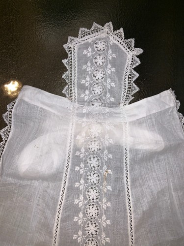 Antique Victorian Edwardian White Cotton Handmade Battenburg Lace Half Apron 27”