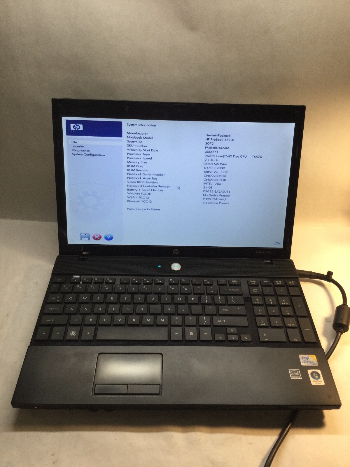 Review HP ProBook 4510s Core Duo P8700 2.53GHz/メモリ2GB/HDD160GB 