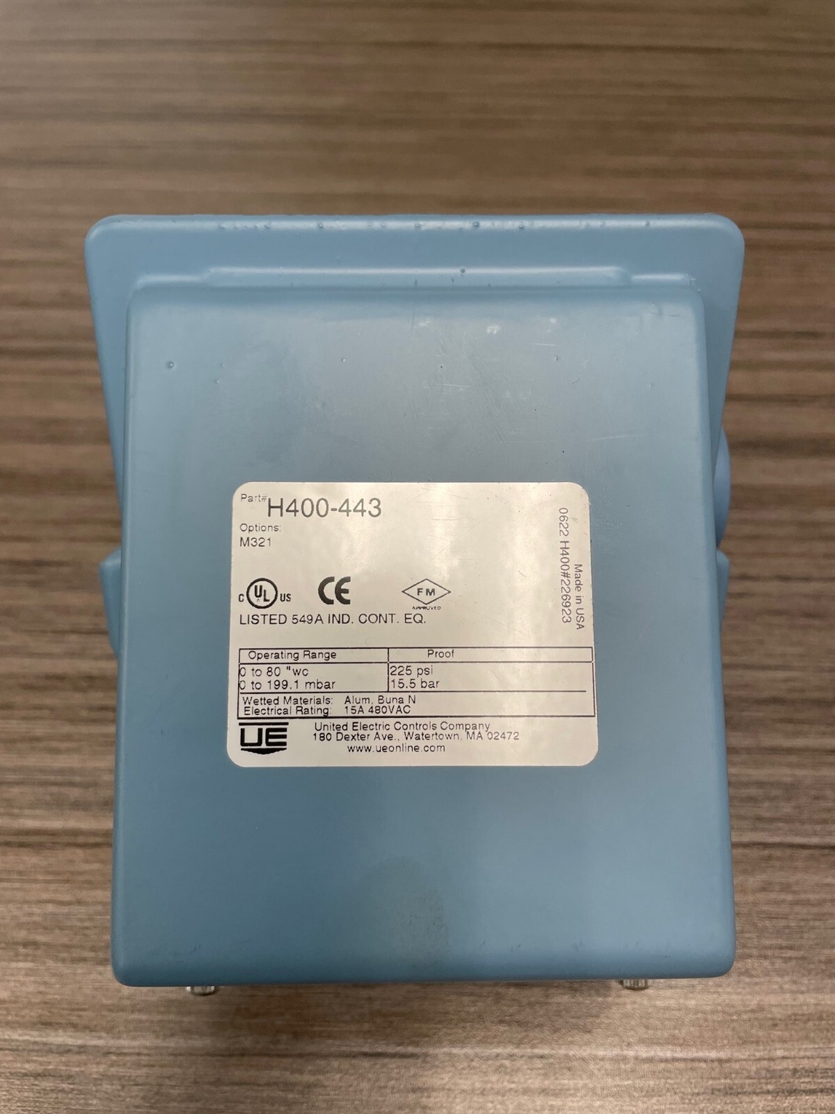 United Electric Low Gas Pressure Switch 0-80