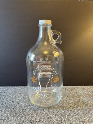 State Of VT Pure Maple Syrup 1/2 Gallon Glass Jug Empty