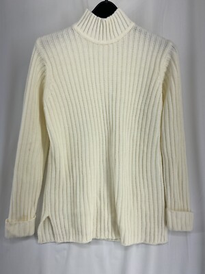 Classic Elements Size M Women's Beige Long Sleeve Mock Neck Knit Sweater