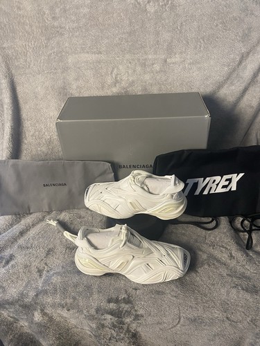 Pre-owned Balenciaga White Rubber And Mesh Tyrex Sneakers Monochrome Size Eu 36/us 5.5