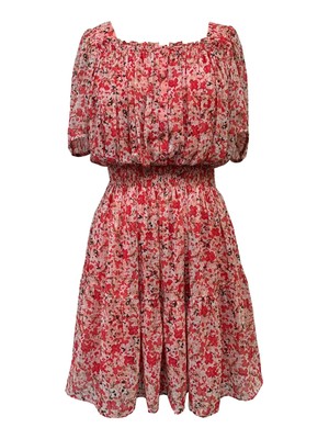 

Женское коралловое шифоновое короткое крестьянское платье с квадратным вырезом и рукавами TAYLOR, Коралл