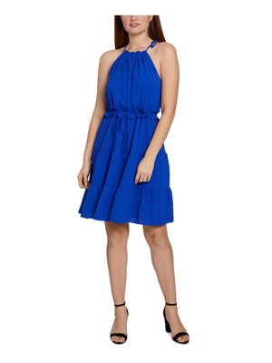 Женское синее платье без рукавов на подкладке с завязками по низу SAGE COLLECTIVE Petites 14P