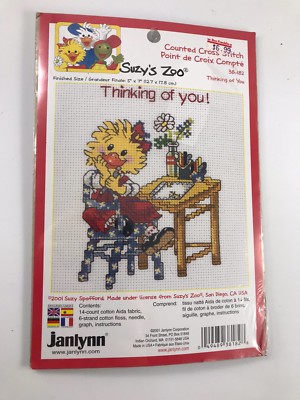 VINTAGE NIP JANLYNN SUZY S ZOO THINKING OF YOU COUNTED CROSS STITCH KIT